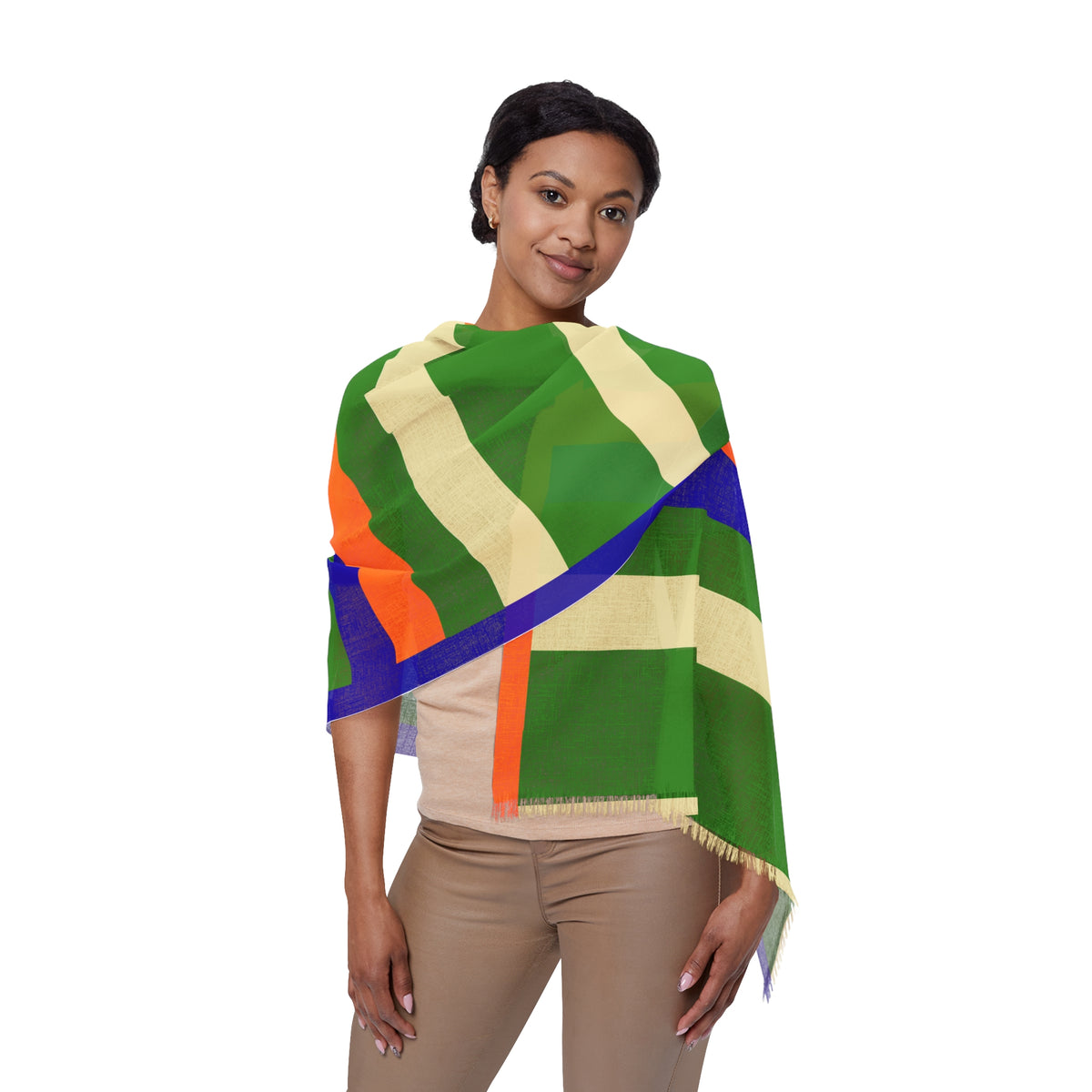 Light Striped Scarf – Lightweight Green & Pastel Stripe Fashion Wrap