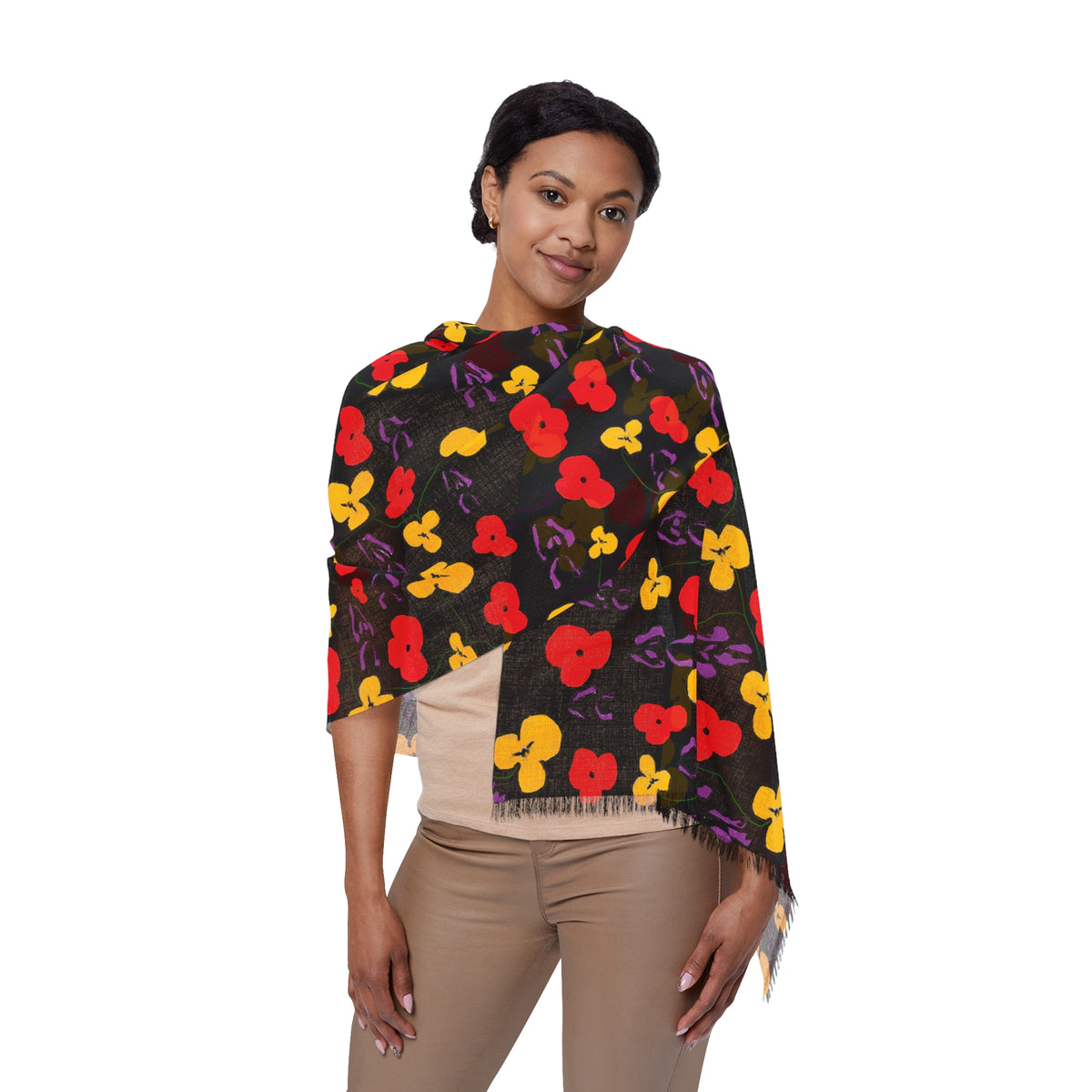 Mickey Ditsy Print Light Scarf – Black Red Yellow Minnie Ears Pattern
