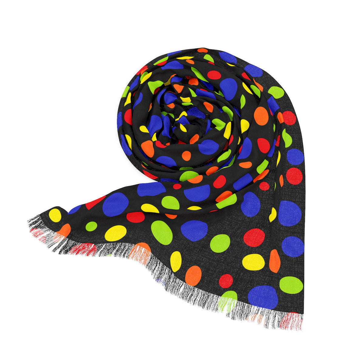 Colorful Polka Dot Light Scarf – Bright Multicolor Fringe Scarf