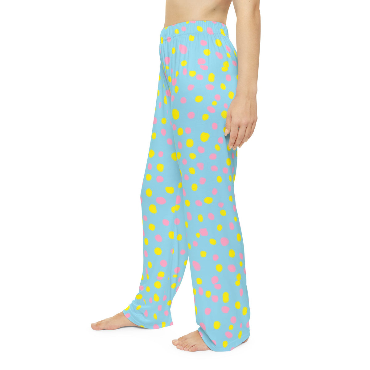 Polka Dot Pajama Pants - Pastel Blue Lounge Sleepwear for Women