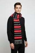 Striped Lightweight Scarf — Red & Black Minimalist Knit Wrap