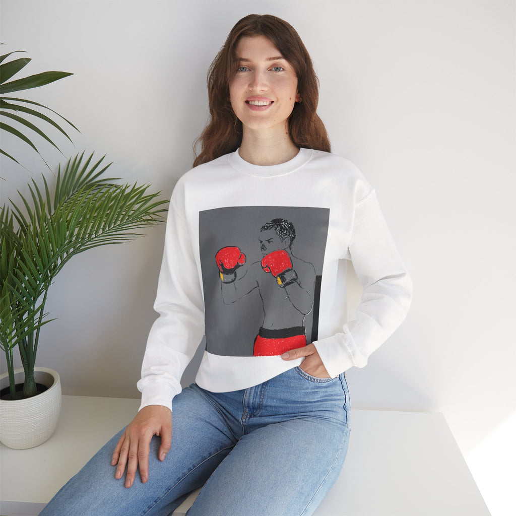 Boxing Illustration Crewneck Sweatshirt — Vintage Boxer Graphic Pullover