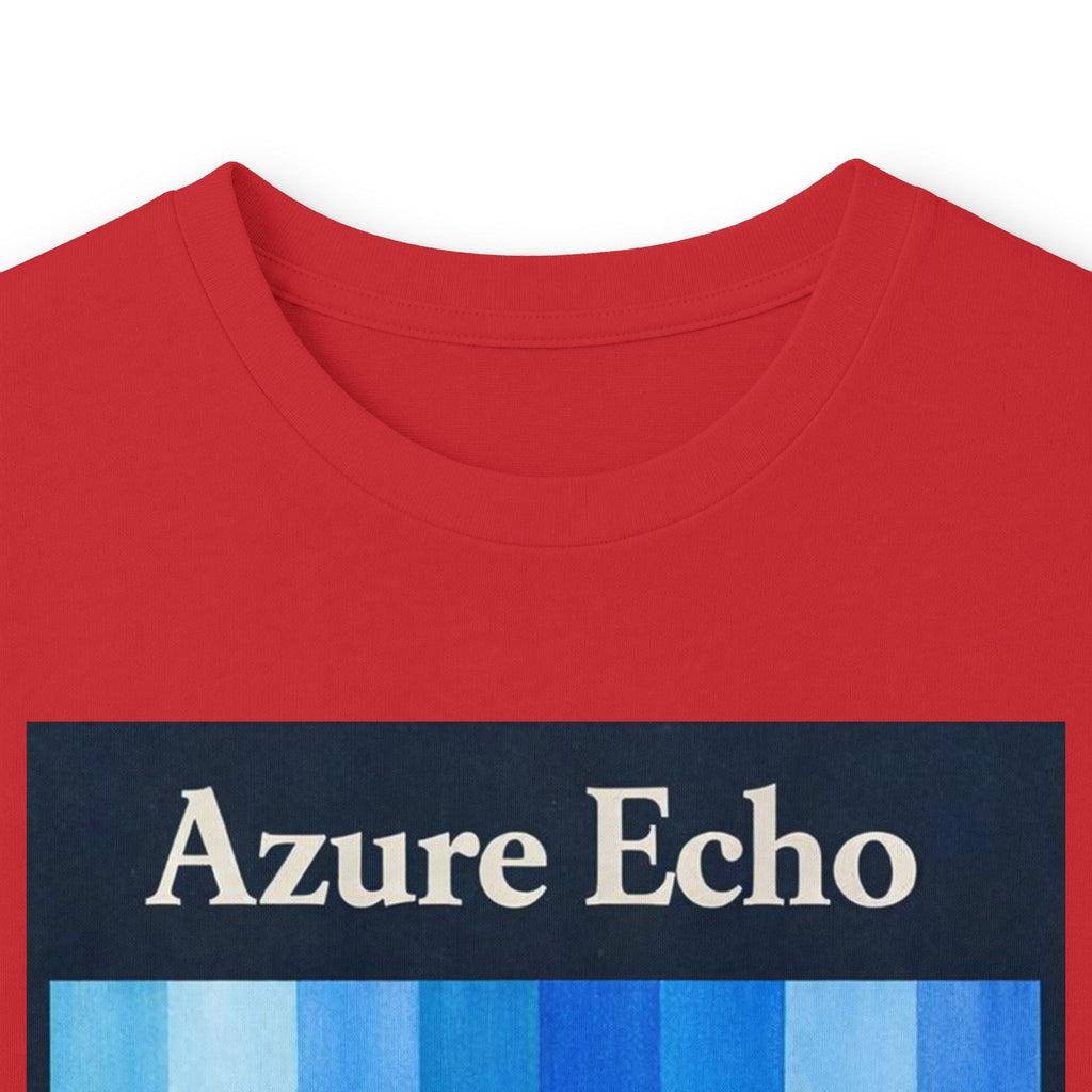 Azure Echo Long Sleeve Tee — Blue Stripe Silhouette Graphic
