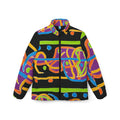Abstract Neon Scribble women Puffer Jacket | Colorful Patterned Coat