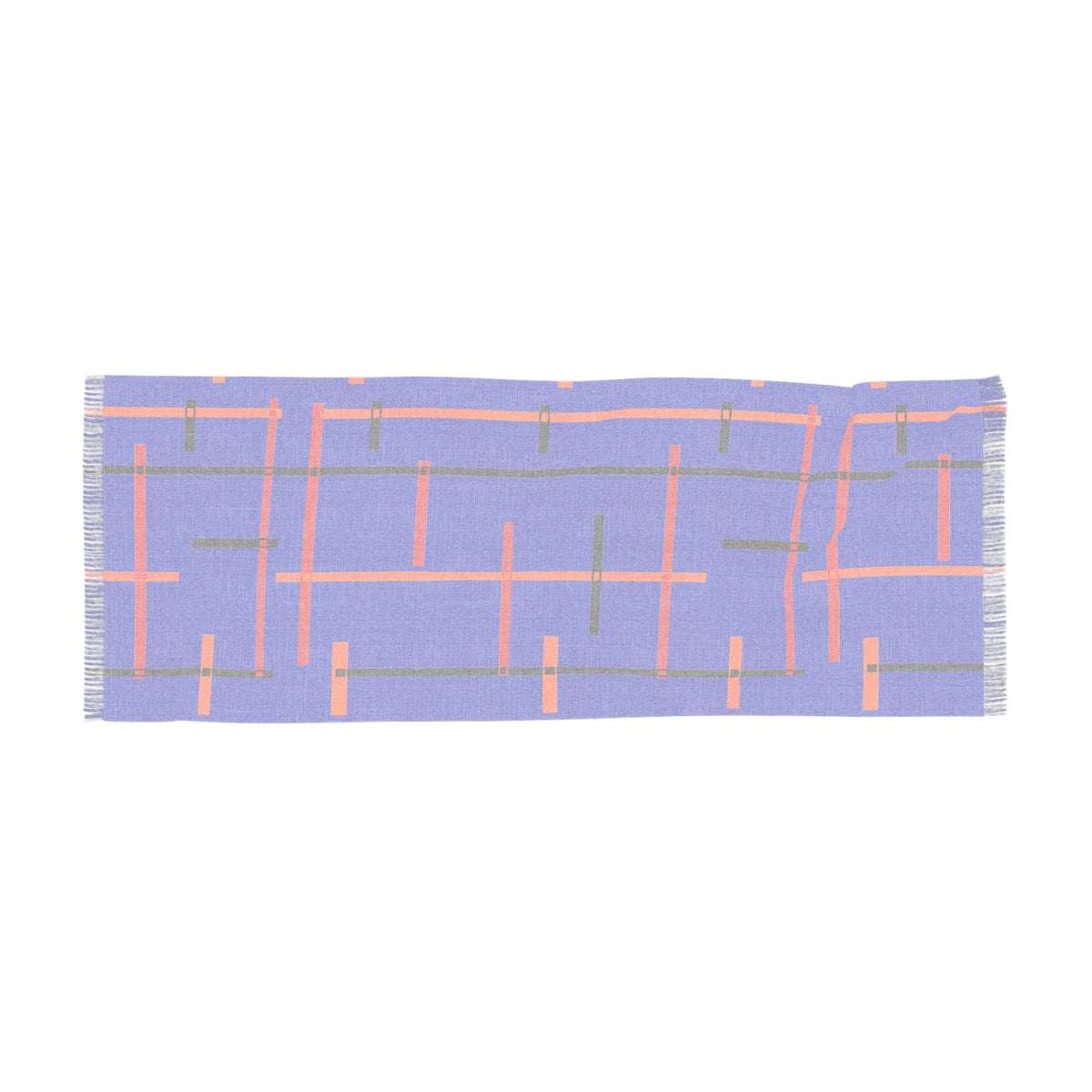 Geometric Grid Light Scarf — Modern Blue & Orange Patterned Wrap
