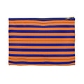 Striped Orange & Blue Accessory Pouch — Small Zip Cosmetic Bag