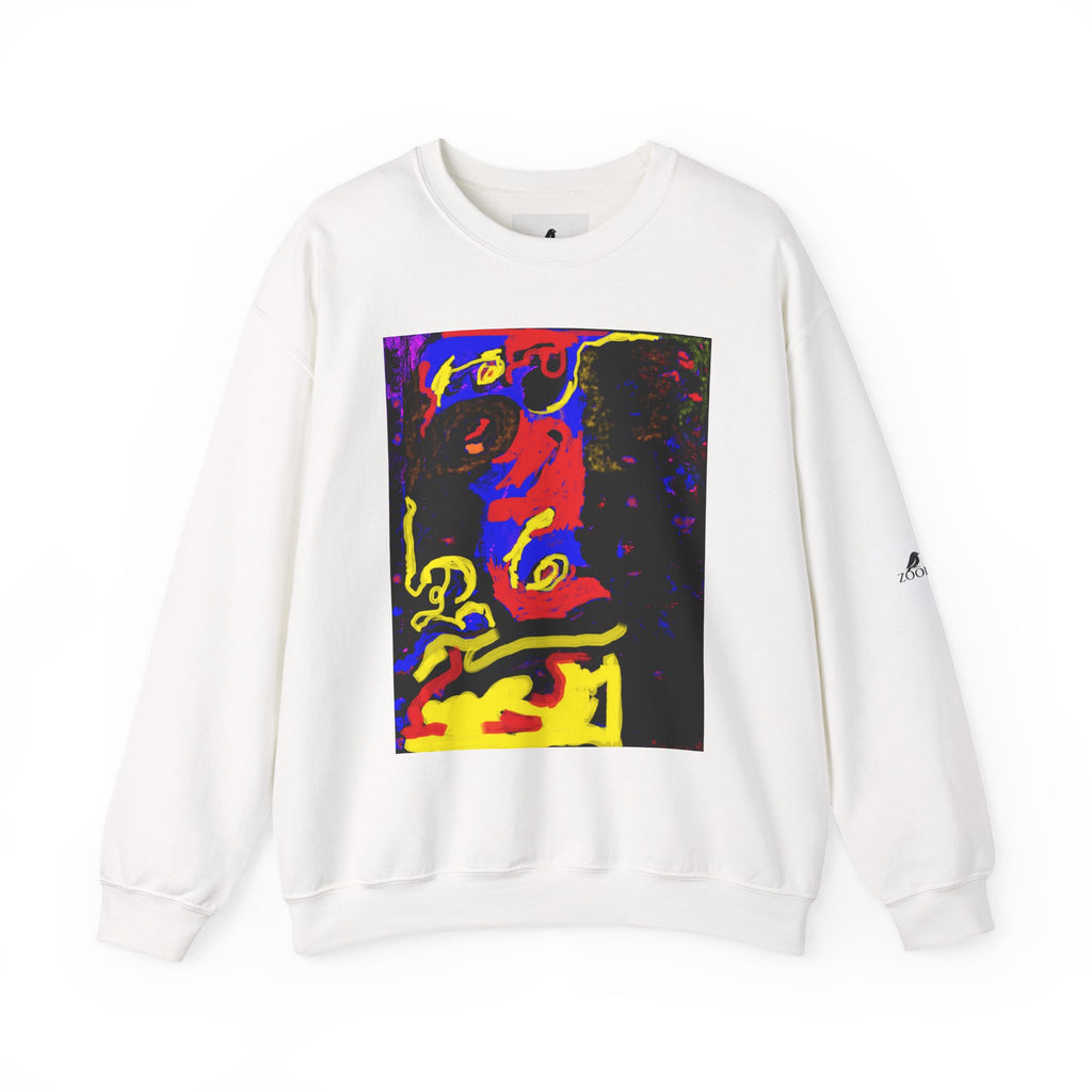 Abstract Neon Art Sweatshirt — Colorful Pop Portrait Crewneck