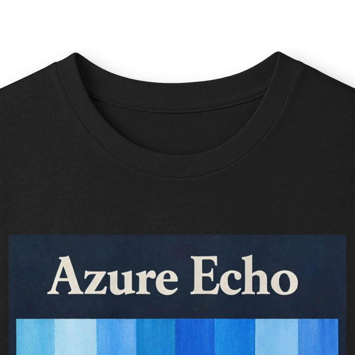 Azure Echo Long Sleeve Tee — Blue Stripe Silhouette Graphic