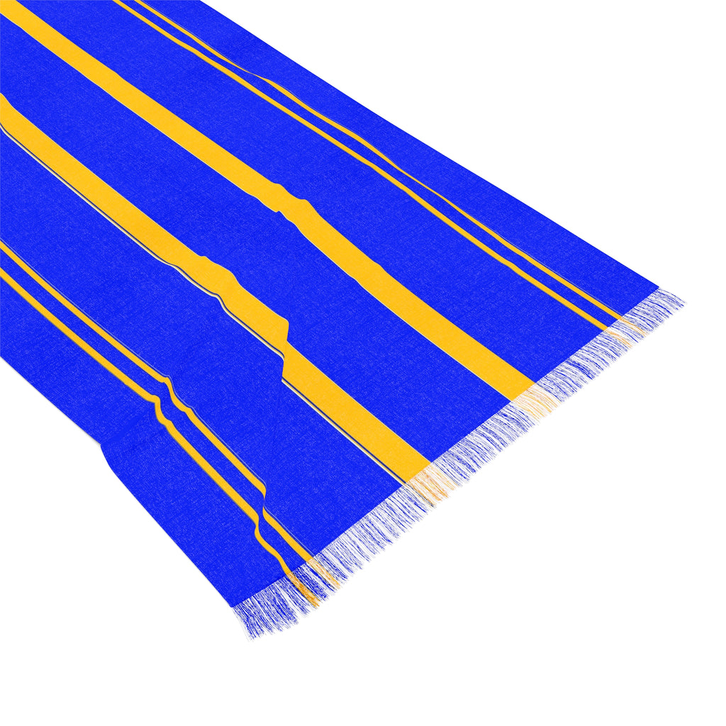 Striped Lightweight Scarf – Blue & Yellow Summer Wrap