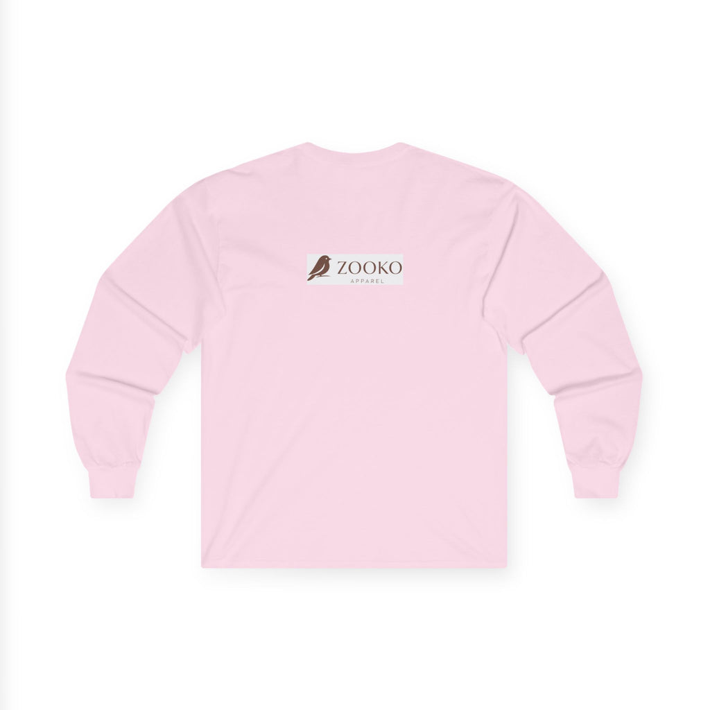 Azure Echo Long Sleeve Tee — Blue Stripe Silhouette Graphic
