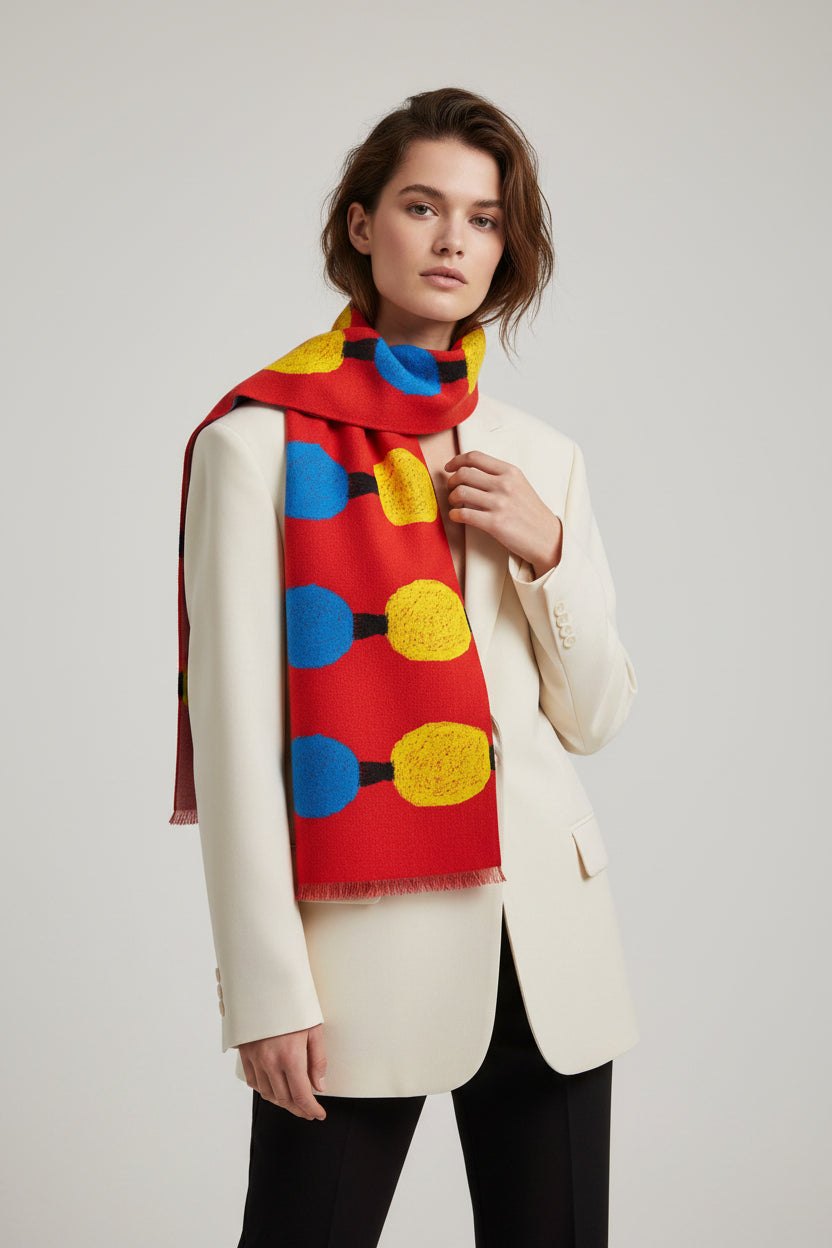 Holiday String Lights Scarf - Festive Bright Knit Scarf