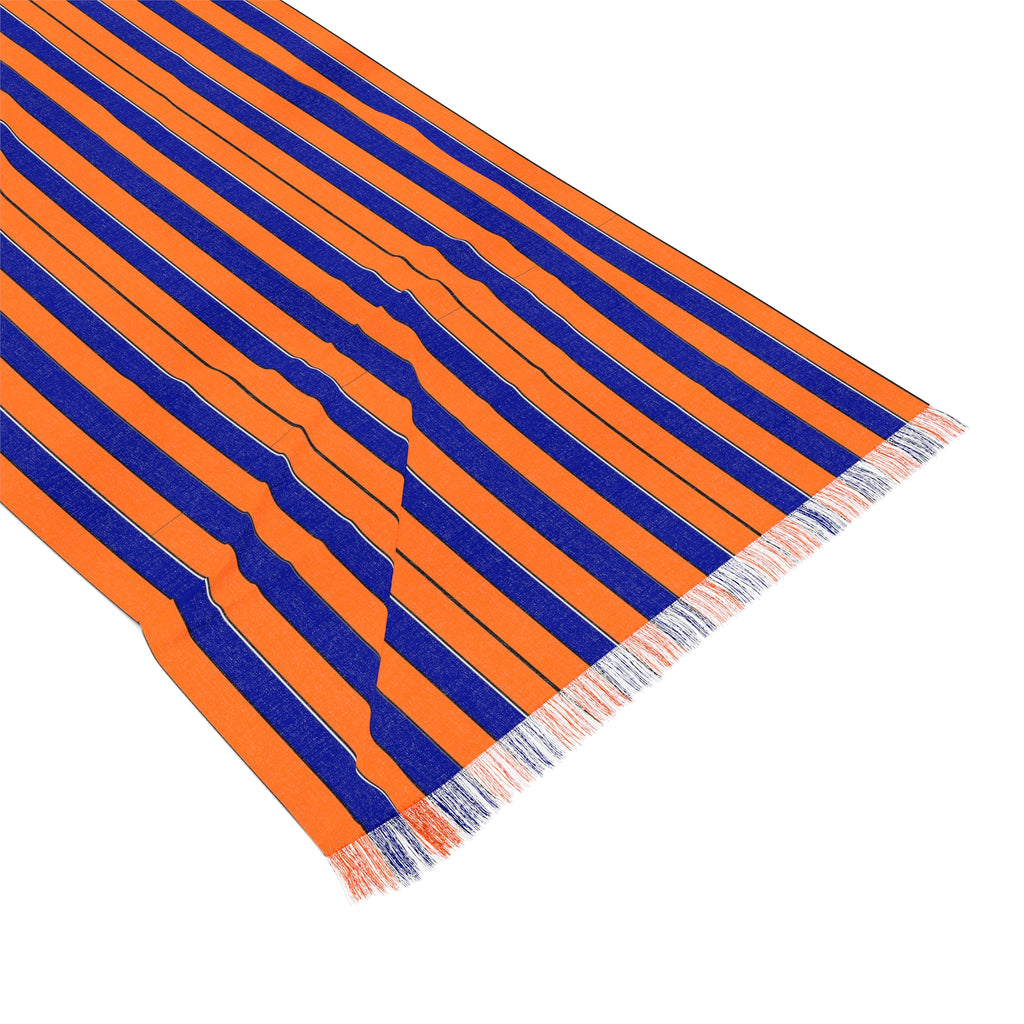 Striped Lightweight Scarf — Orange & Navy / Pink & Gray Reversible Knit