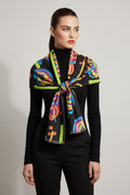 Neon Abstract Light Scarf — Colorful Retro Glow Pattern Scarf