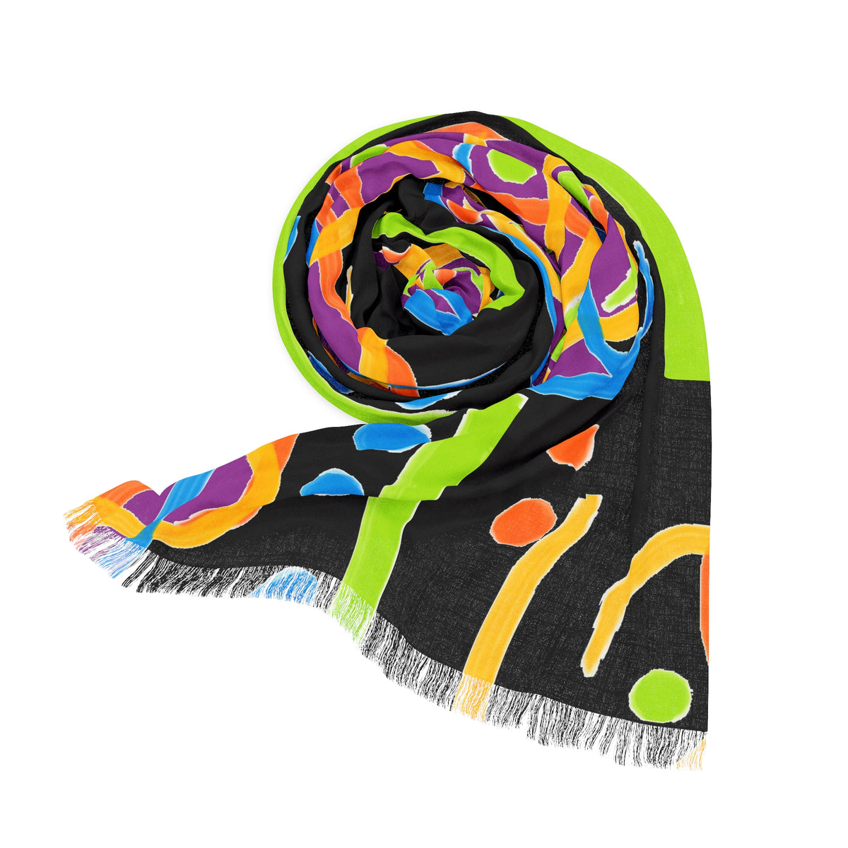 Neon Abstract Light Scarf — Colorful Retro Glow Pattern Scarf