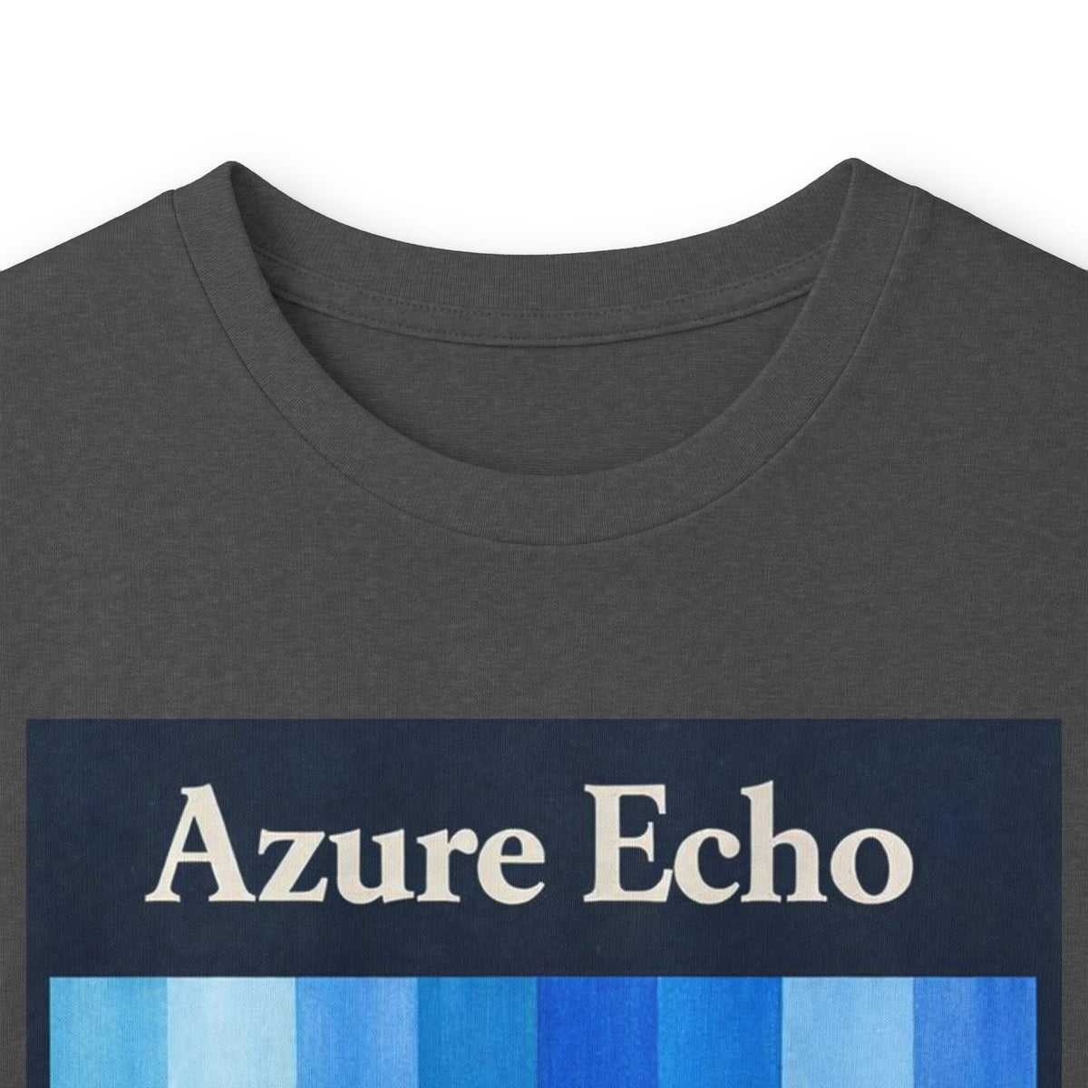 Azure Echo Long Sleeve Tee — Blue Stripe Silhouette Graphic