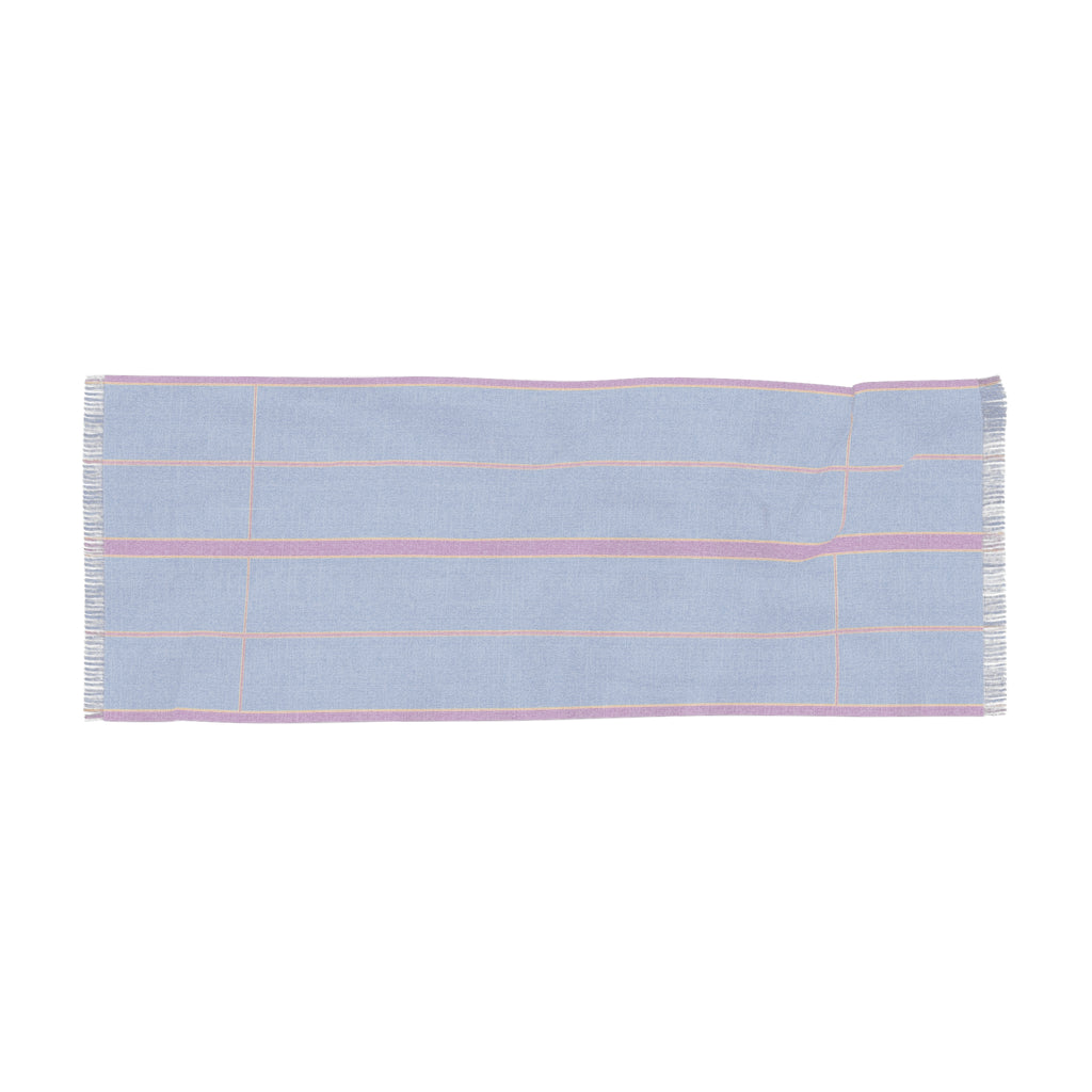 Light Blue Striped Scarf — Lightweight Pastel Plaid Wrap