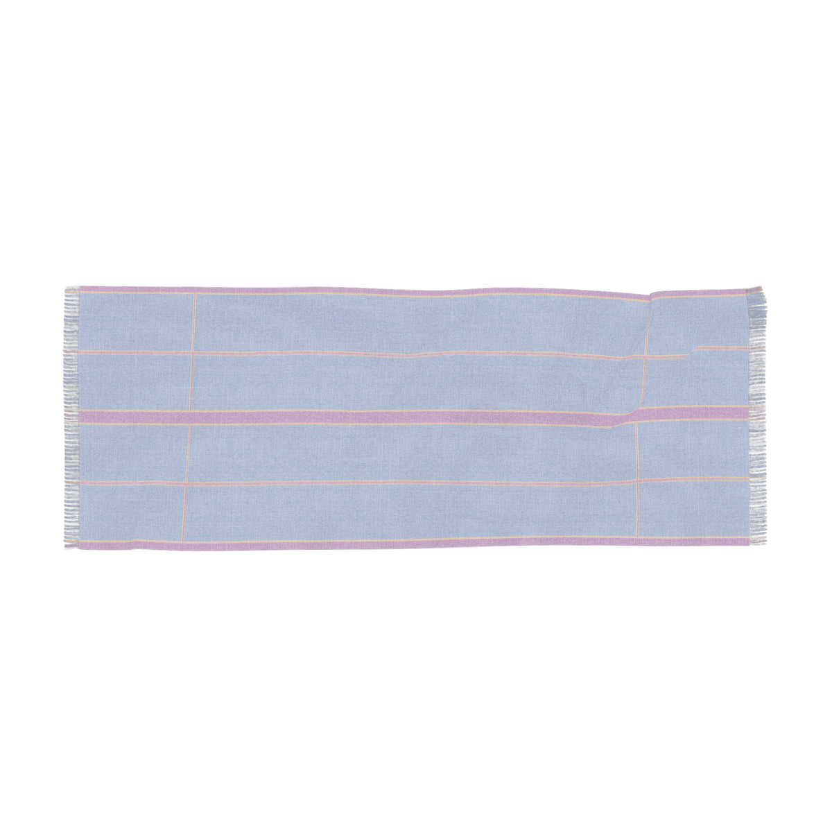 Light Blue Striped Scarf — Lightweight Pastel Plaid Wrap
