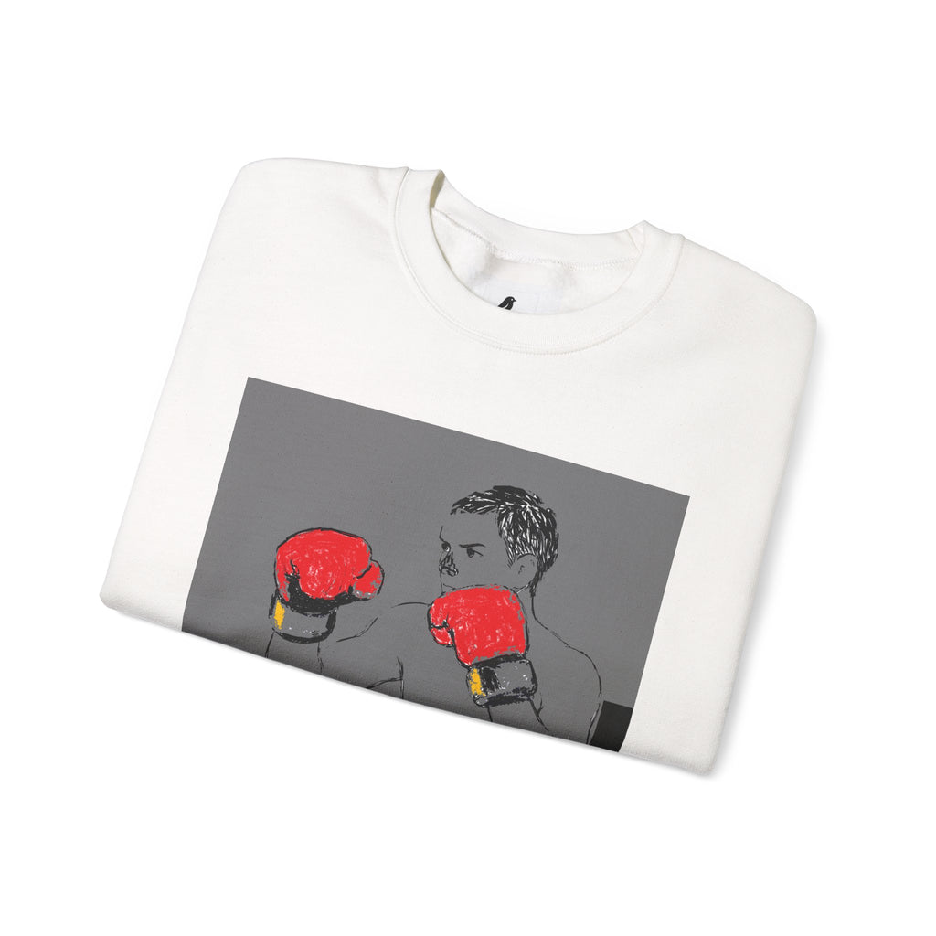 Boxing Illustration Crewneck Sweatshirt — Vintage Boxer Graphic Pullover