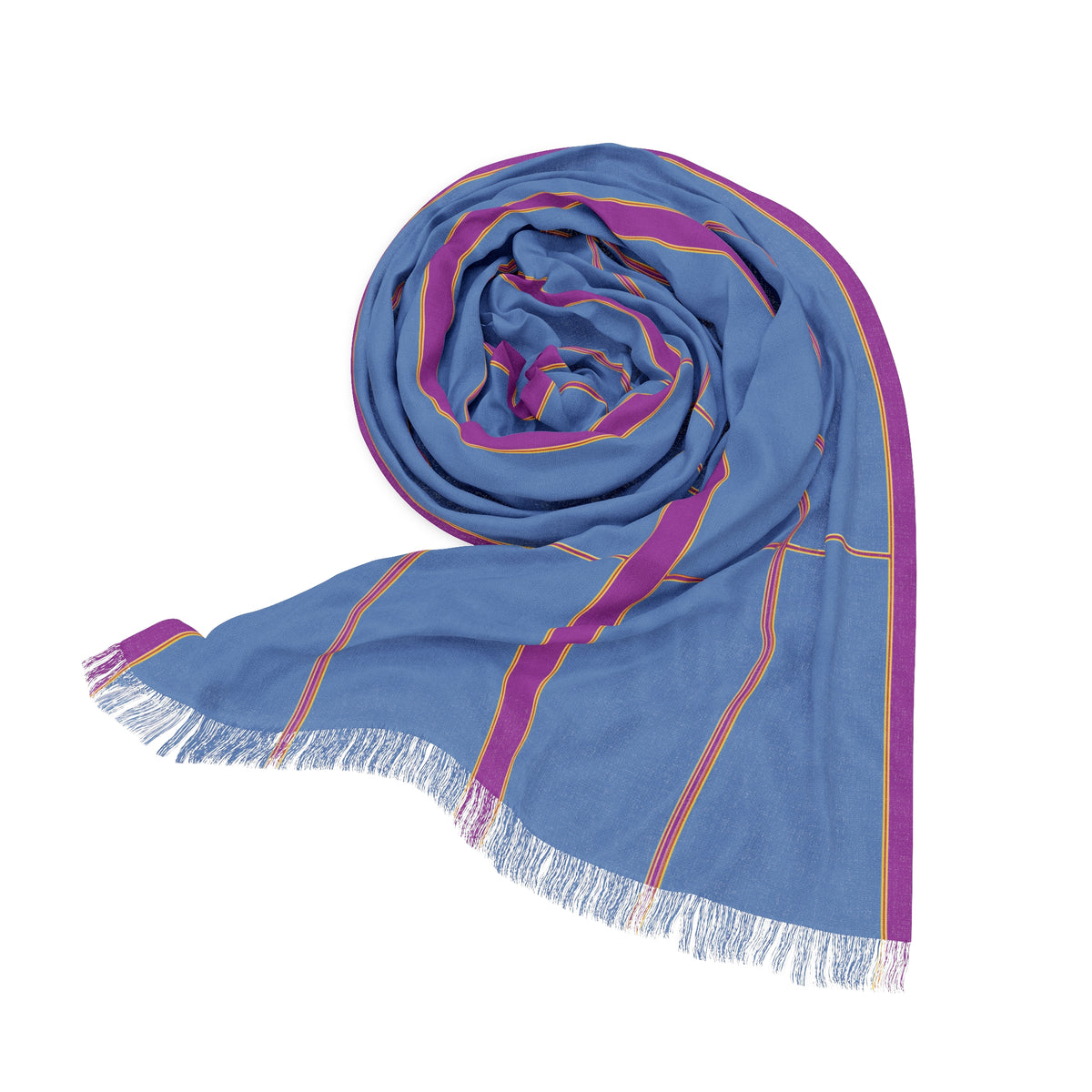 Light Blue Striped Scarf — Lightweight Pastel Plaid Wrap