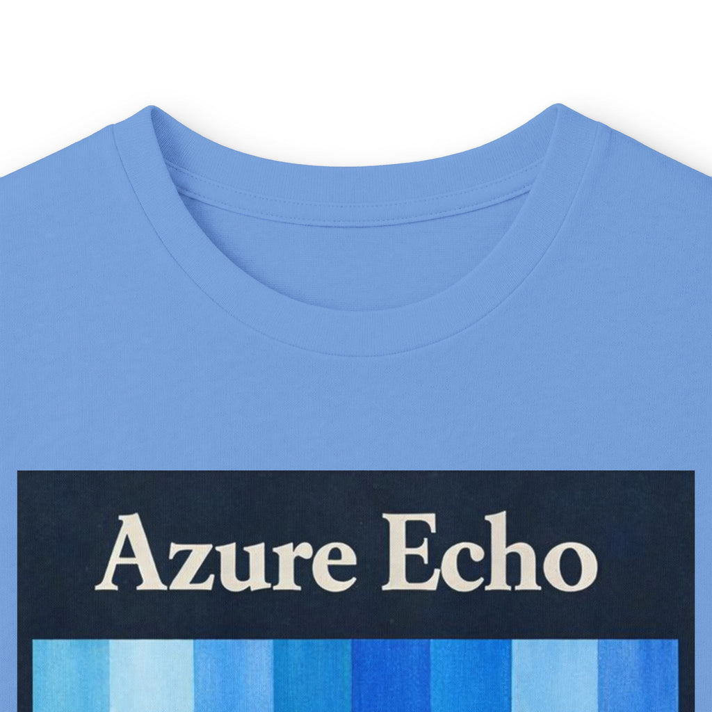 Azure Echo Long Sleeve Tee — Blue Stripe Silhouette Graphic
