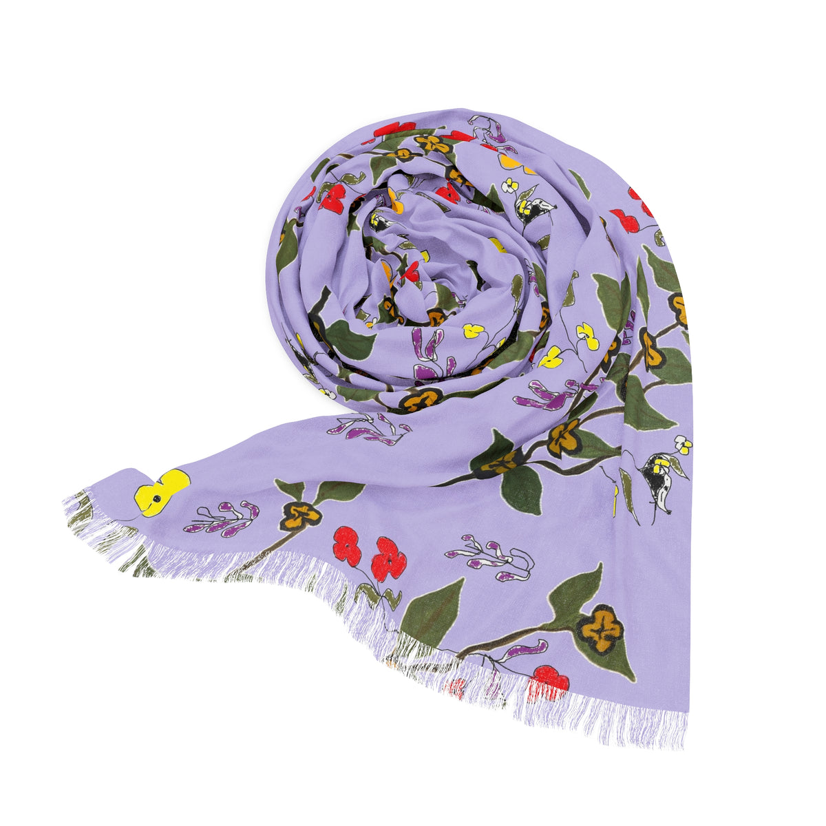 Floral Vine Lightweight Scarf — Lavender Heart & Buttercup Pattern