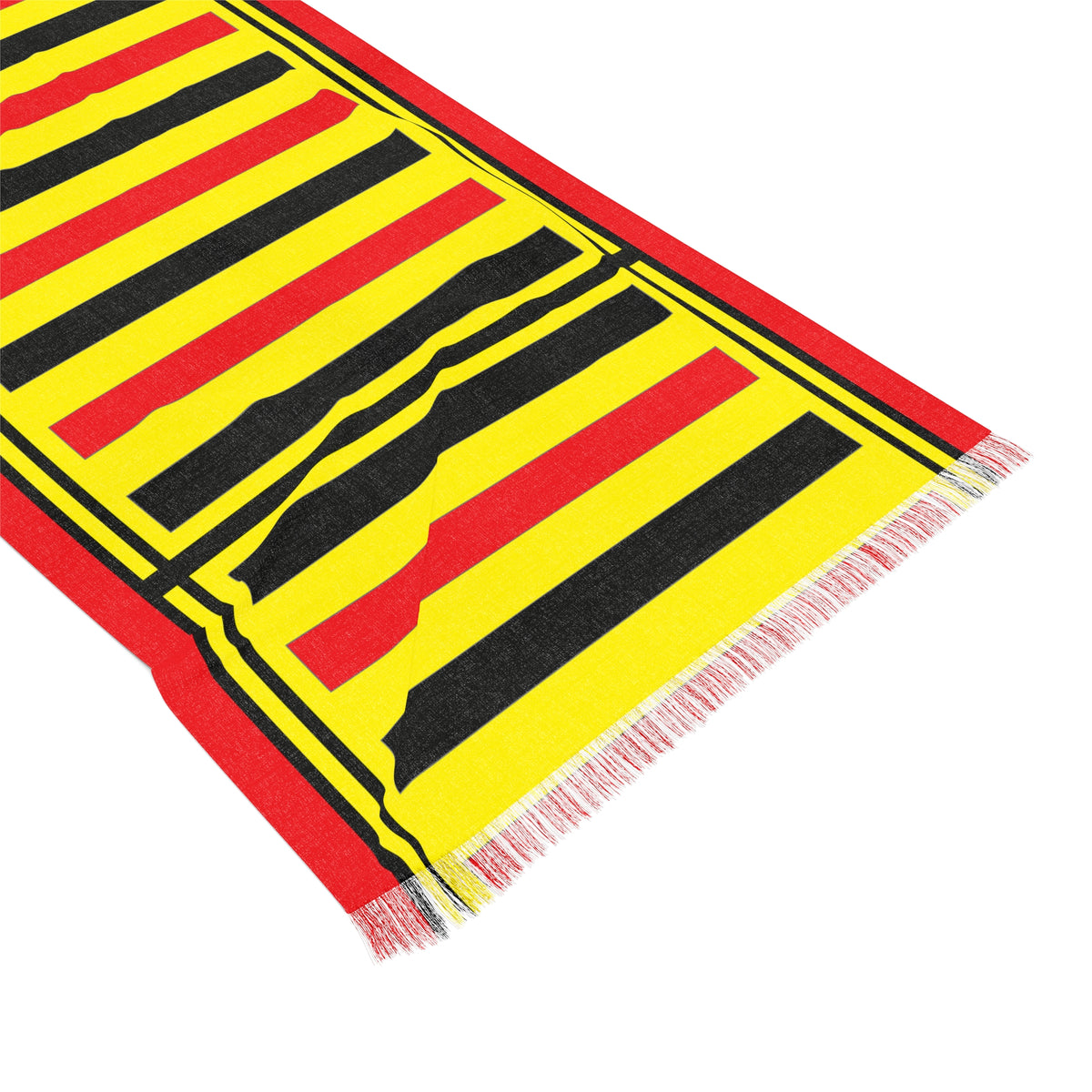 Striped Light Scarf — Yellow & Red Geometric Knit Fashion Scarf