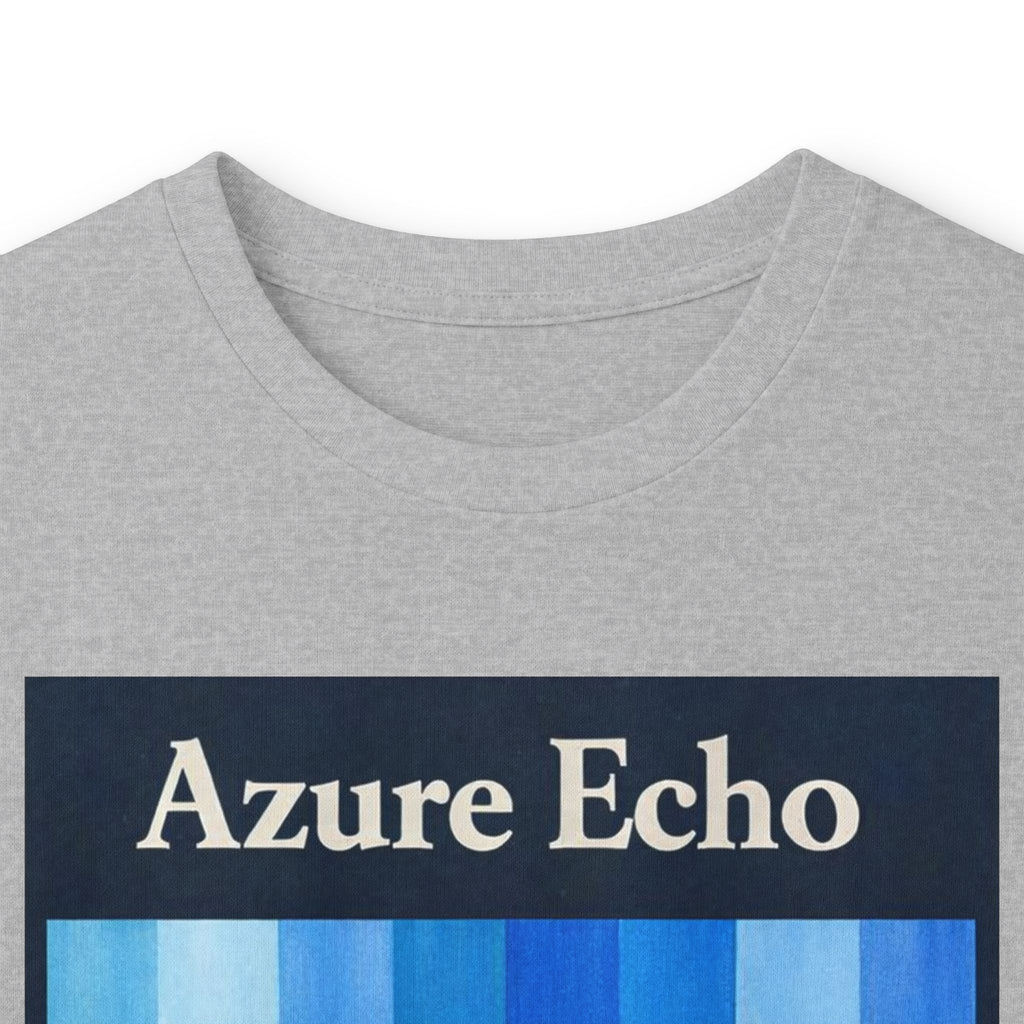 Azure Echo Long Sleeve Tee — Blue Stripe Silhouette Graphic
