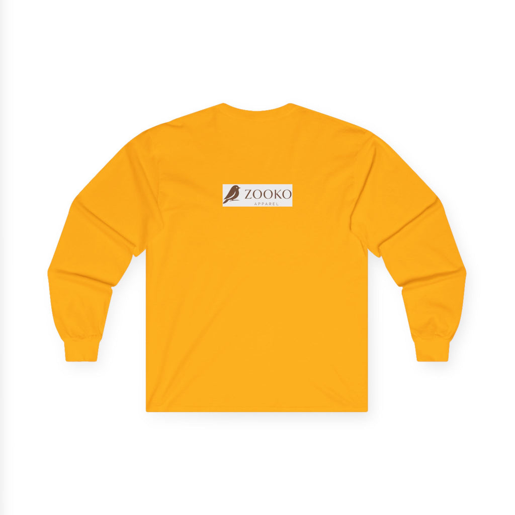 Azure Echo Long Sleeve Tee — Blue Stripe Silhouette Graphic