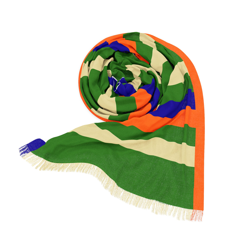 Light Striped Scarf – Lightweight Green & Pastel Stripe Fashion Wrap