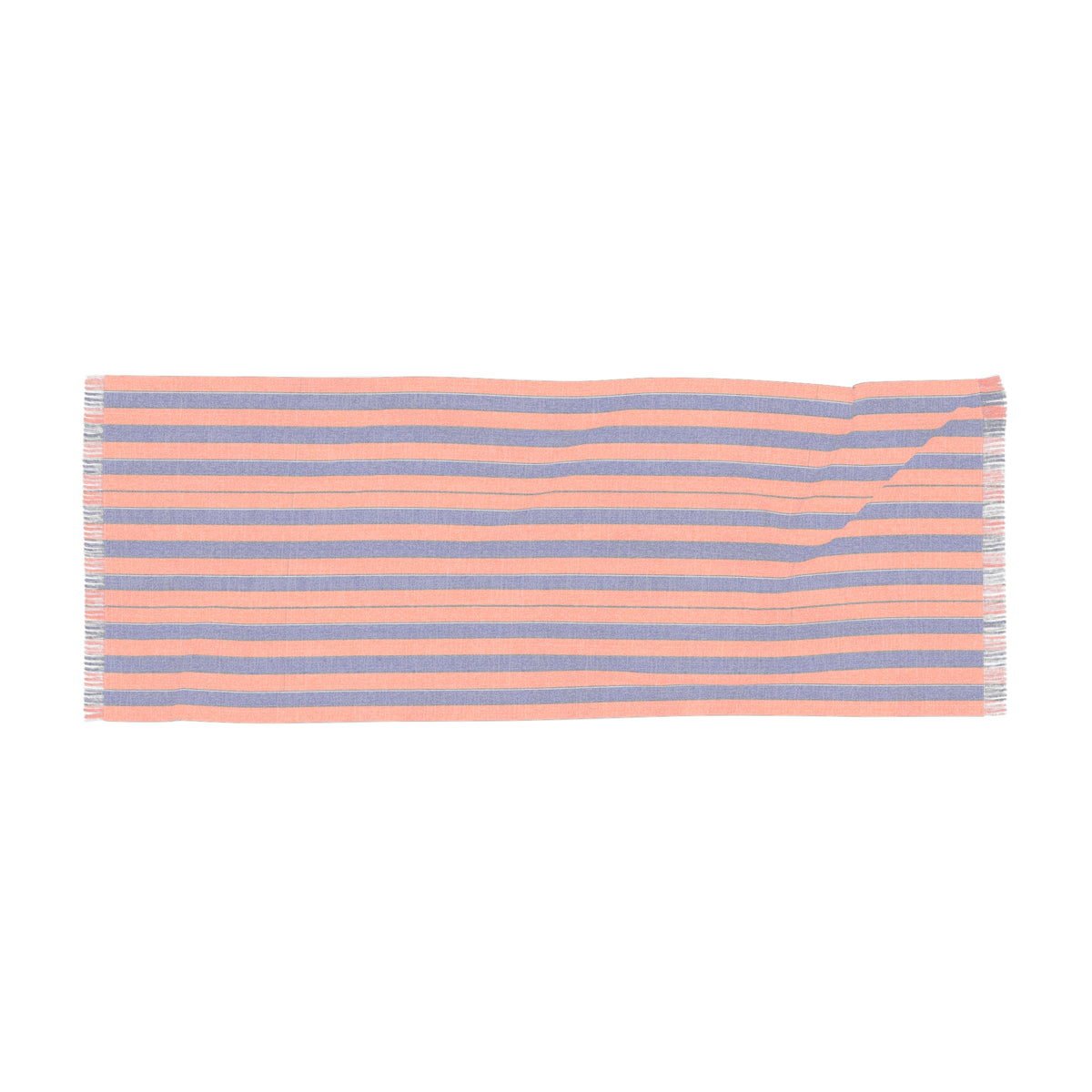 Striped Lightweight Scarf — Orange & Navy / Pink & Gray Reversible Knit