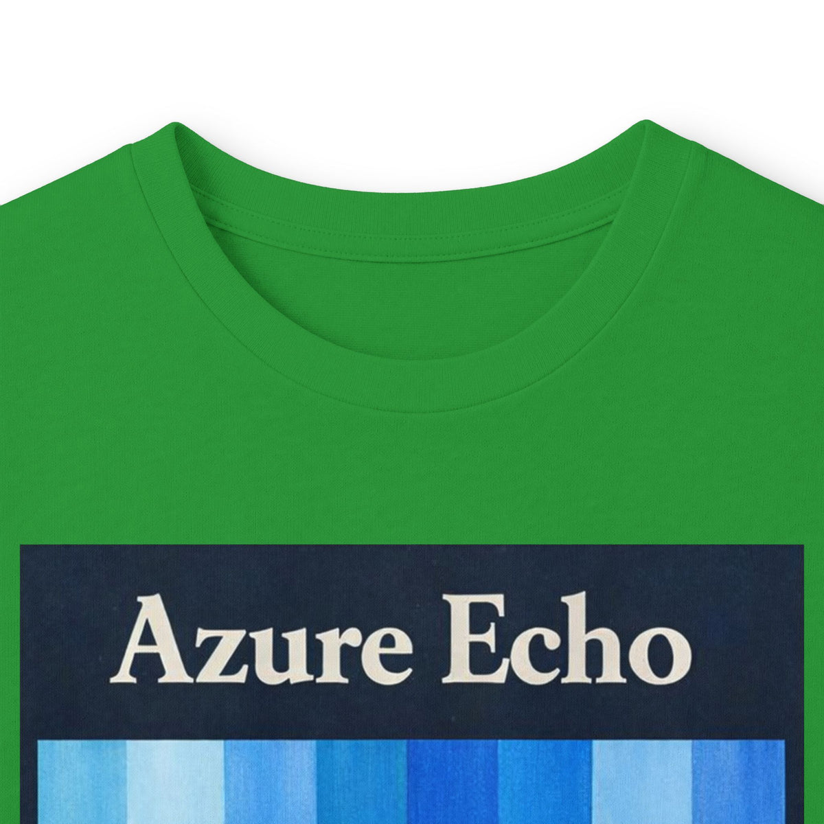 Azure Echo Long Sleeve Tee — Blue Stripe Silhouette Graphic