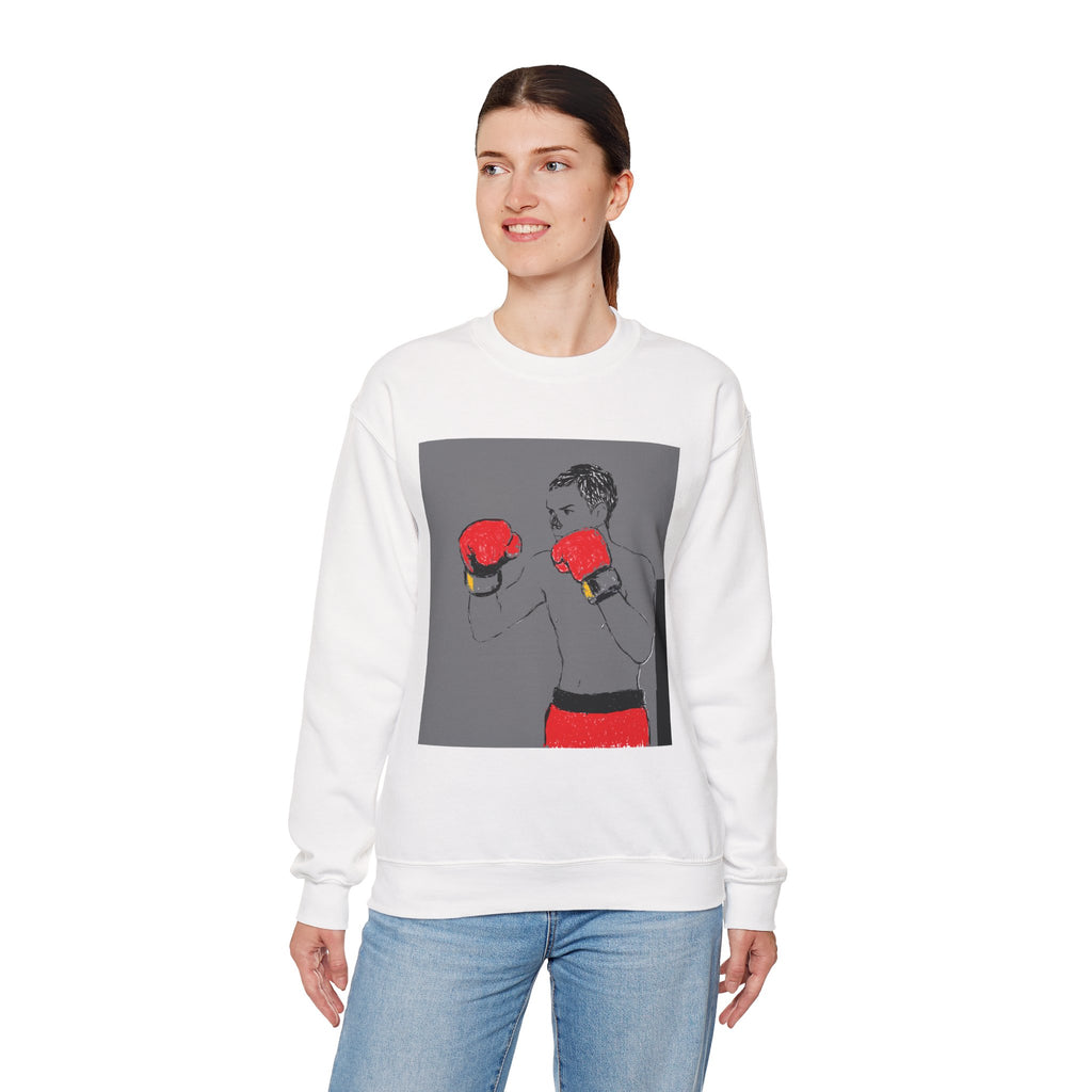 Boxing Illustration Crewneck Sweatshirt — Vintage Boxer Graphic Pullover
