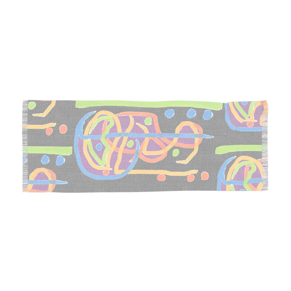 Neon Abstract Light Scarf — Colorful Retro Glow Pattern Scarf