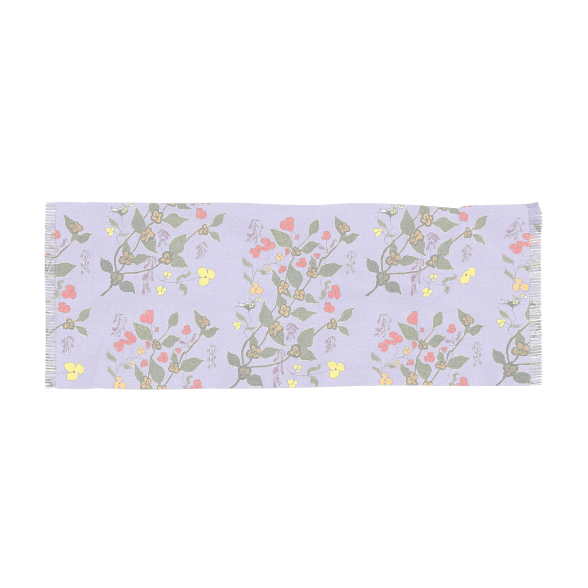 Floral Vine Lightweight Scarf — Lavender Heart & Buttercup Pattern