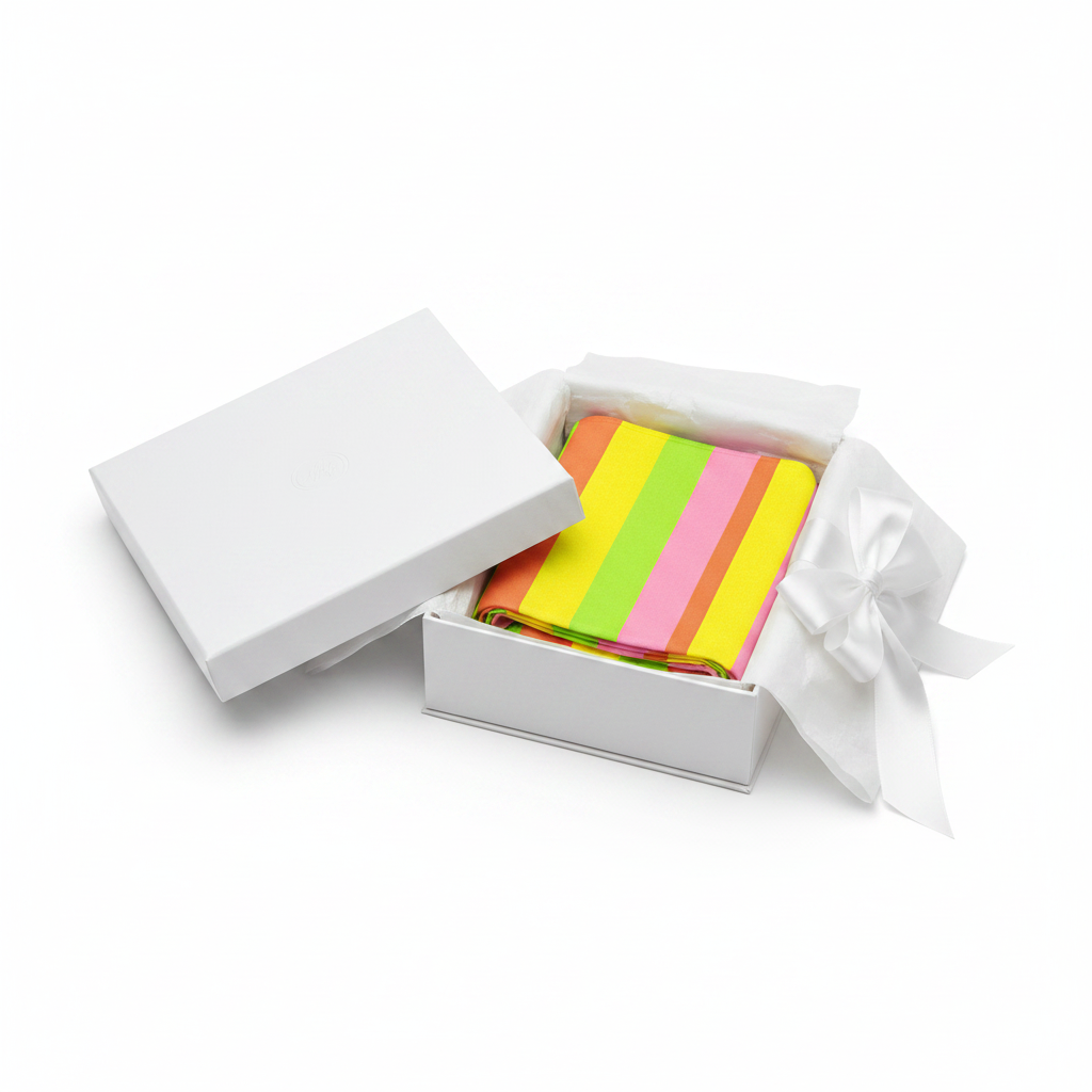 Neon Rainbow Stripe Scarf — Lightweight Pastel Spring Wrap