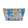 Floral Lavender Accessory Pouch — Blue & Yellow Wildflower Makeup Bag