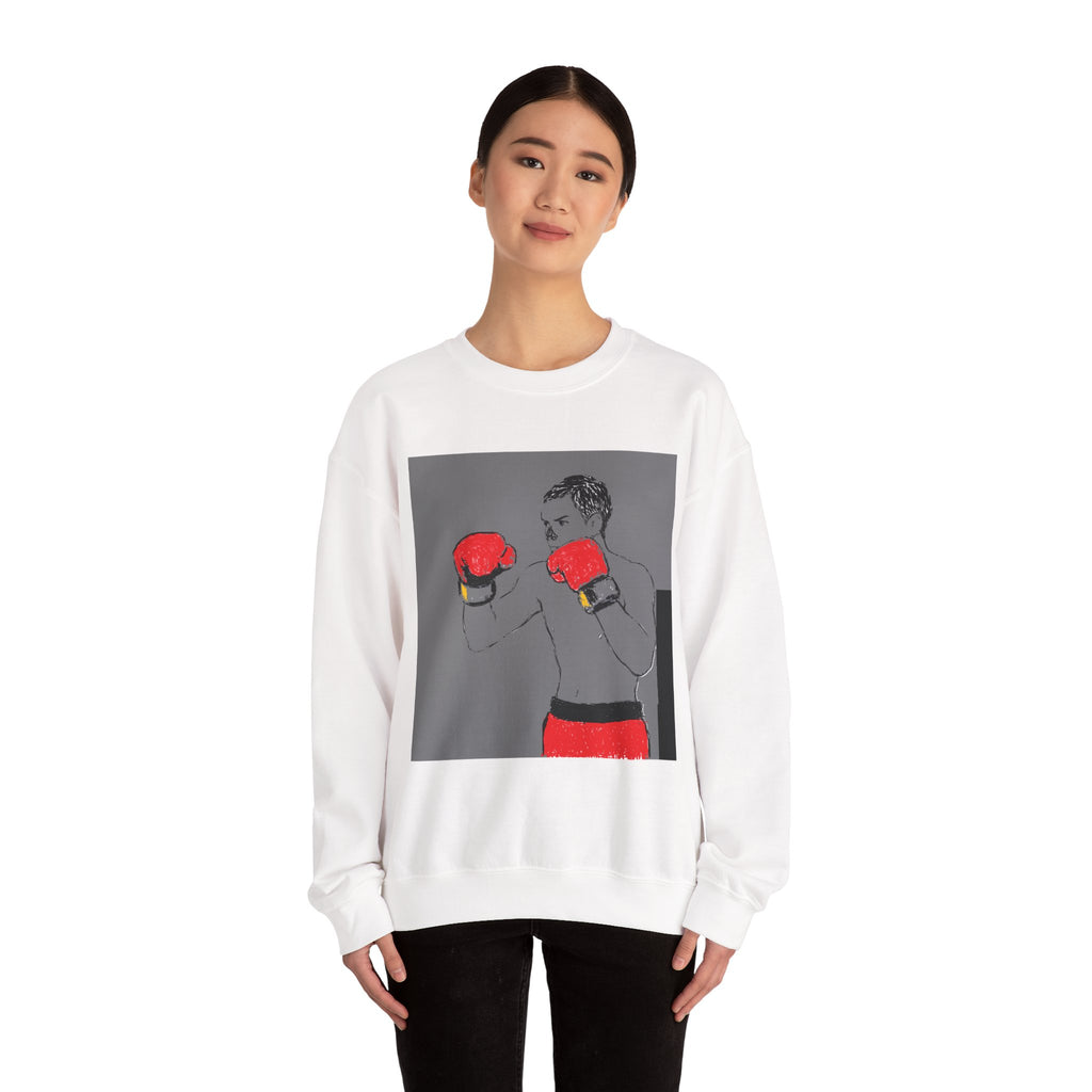 Boxing Illustration Crewneck Sweatshirt — Vintage Boxer Graphic Pullover