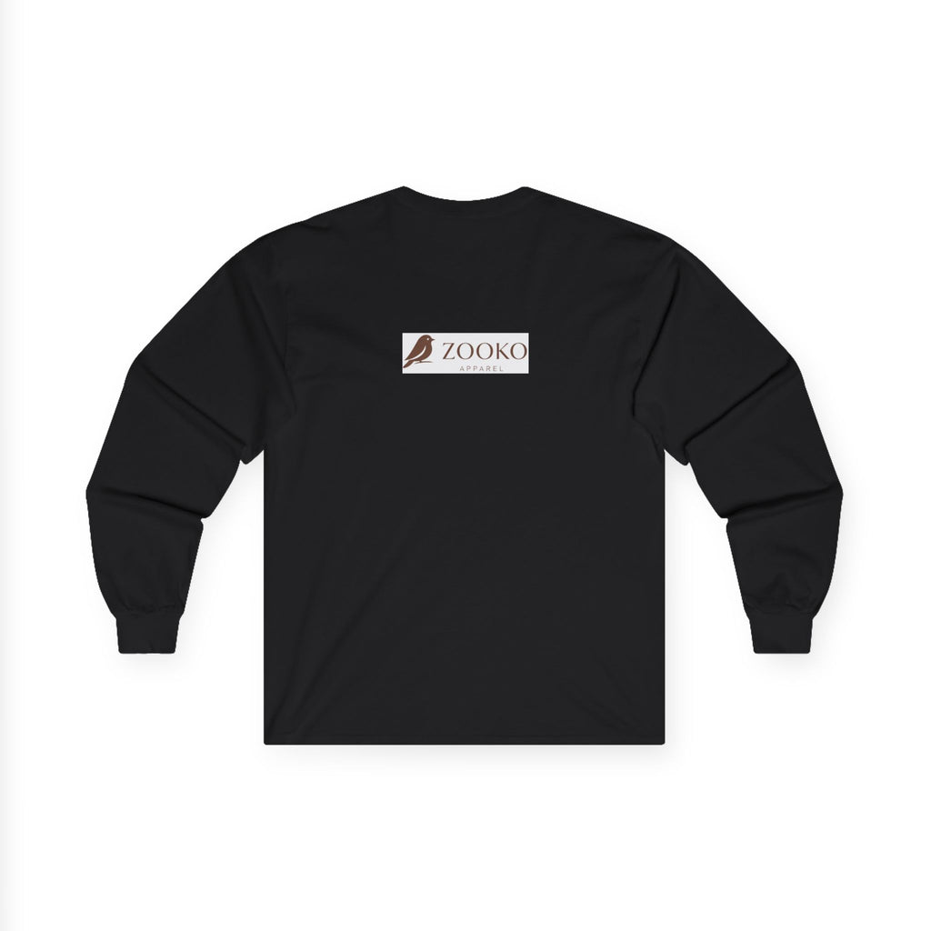 Azure Echo Long Sleeve Tee — Blue Stripe Silhouette Graphic