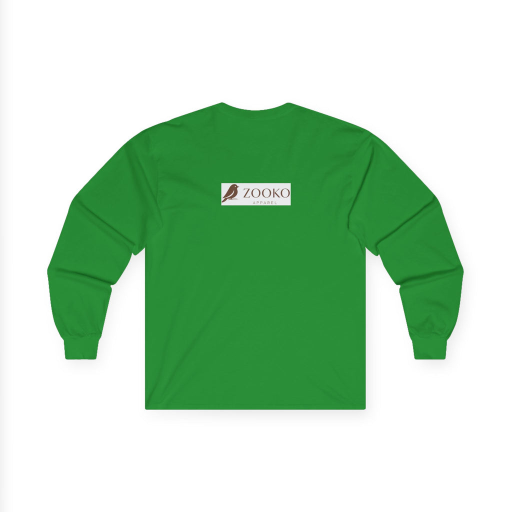 Azure Echo Long Sleeve Tee — Blue Stripe Silhouette Graphic
