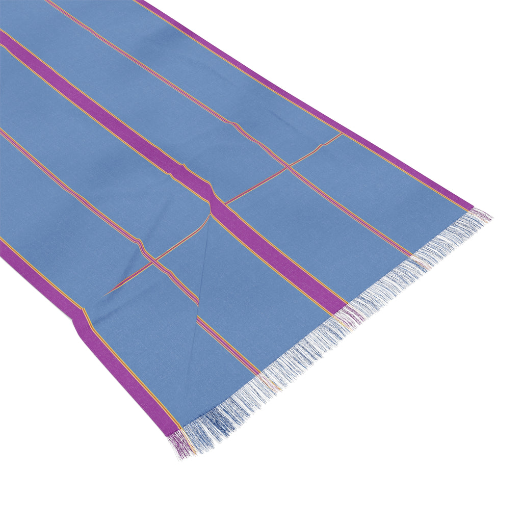 Light Blue Striped Scarf — Lightweight Pastel Plaid Wrap