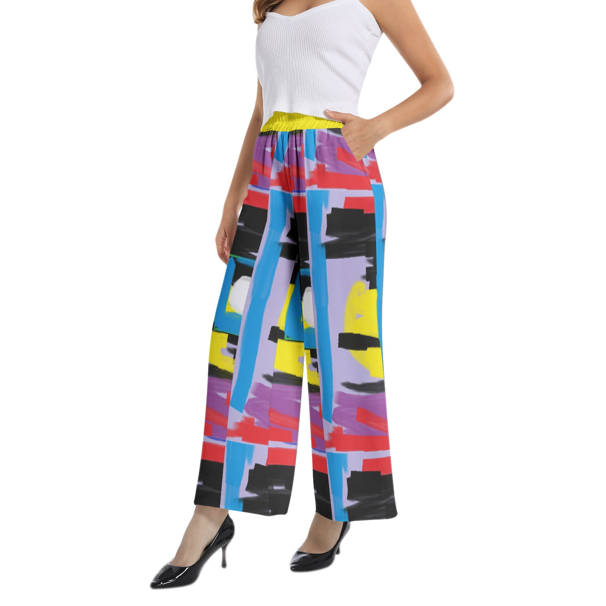 Elastic Waist Wide Leg Pant