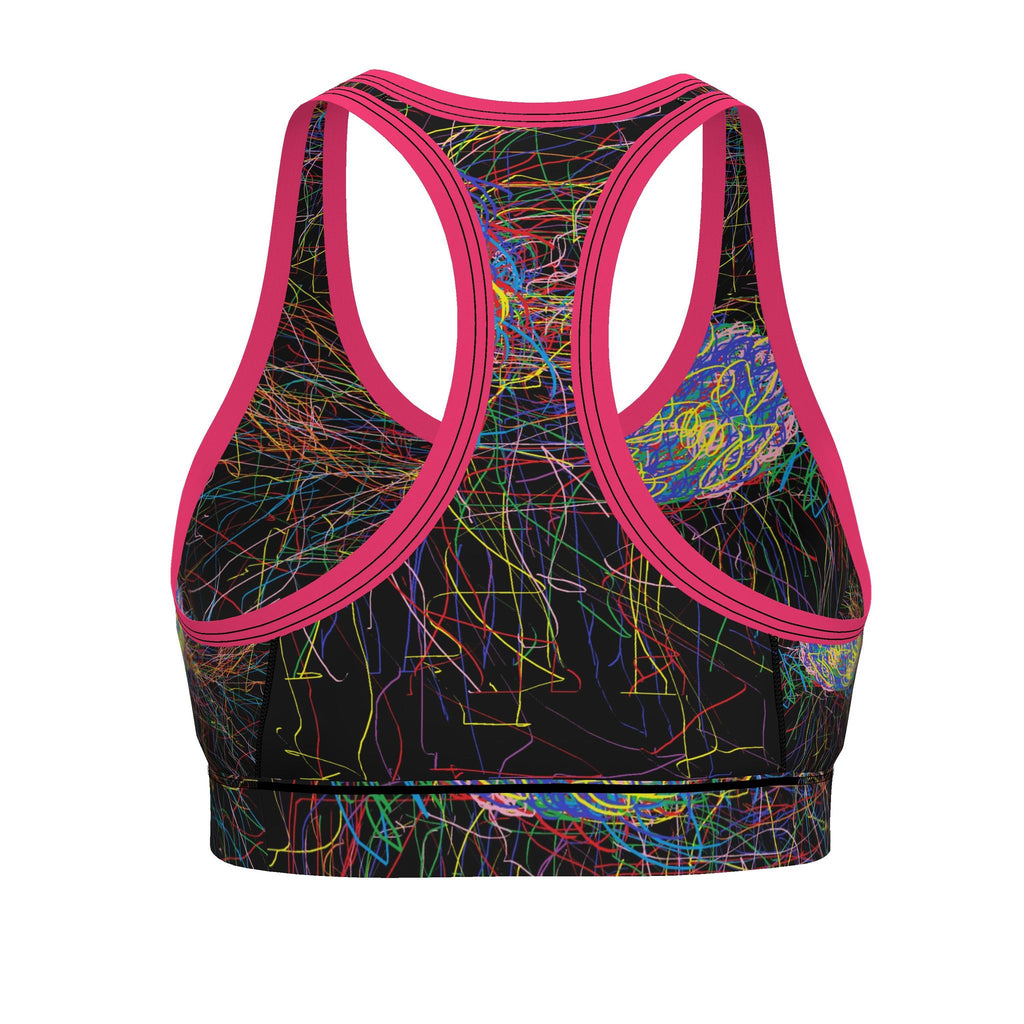 Neon Scribble Sports Bra