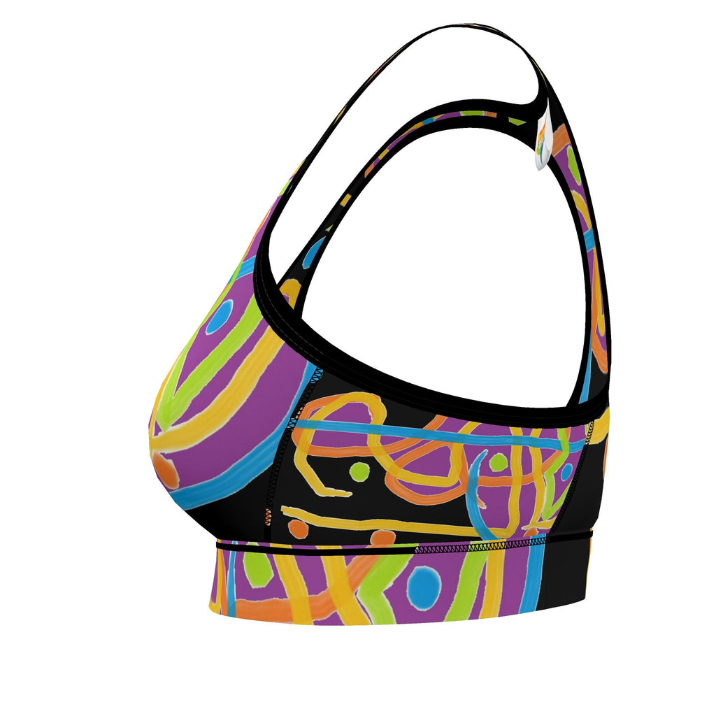 Abstract Lines Sports Bra