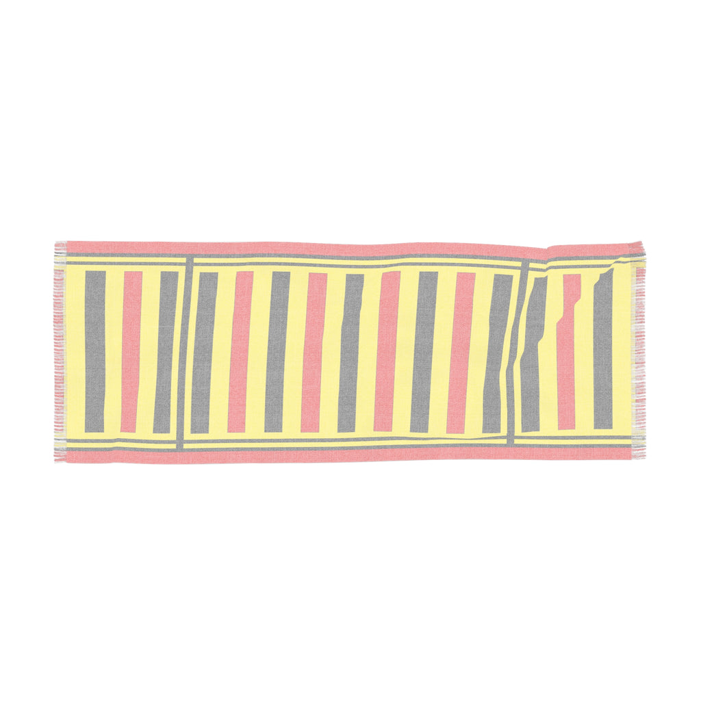 Striped Light Scarf — Yellow & Red Geometric Knit Fashion Scarf