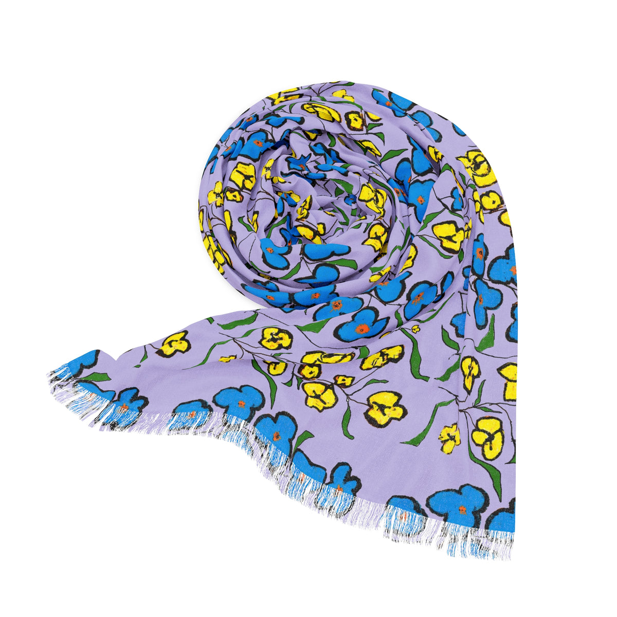 Pastel Floral Lightweight Scarf — Lavender Blue Yellow Spring Accessory