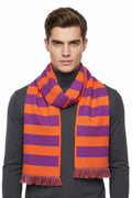 Bold Striped Scarf — Reversible Orange & Purple Lightweight Fashion Scarf