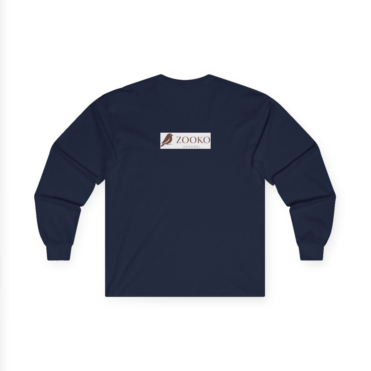 Azure Echo Long Sleeve Tee — Blue Stripe Silhouette Graphic