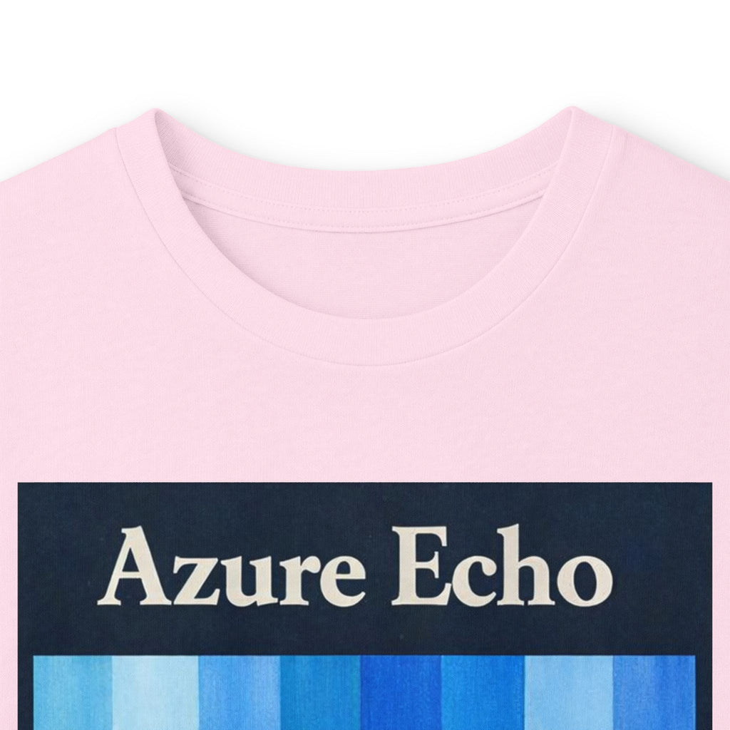 Azure Echo Long Sleeve Tee — Blue Stripe Silhouette Graphic