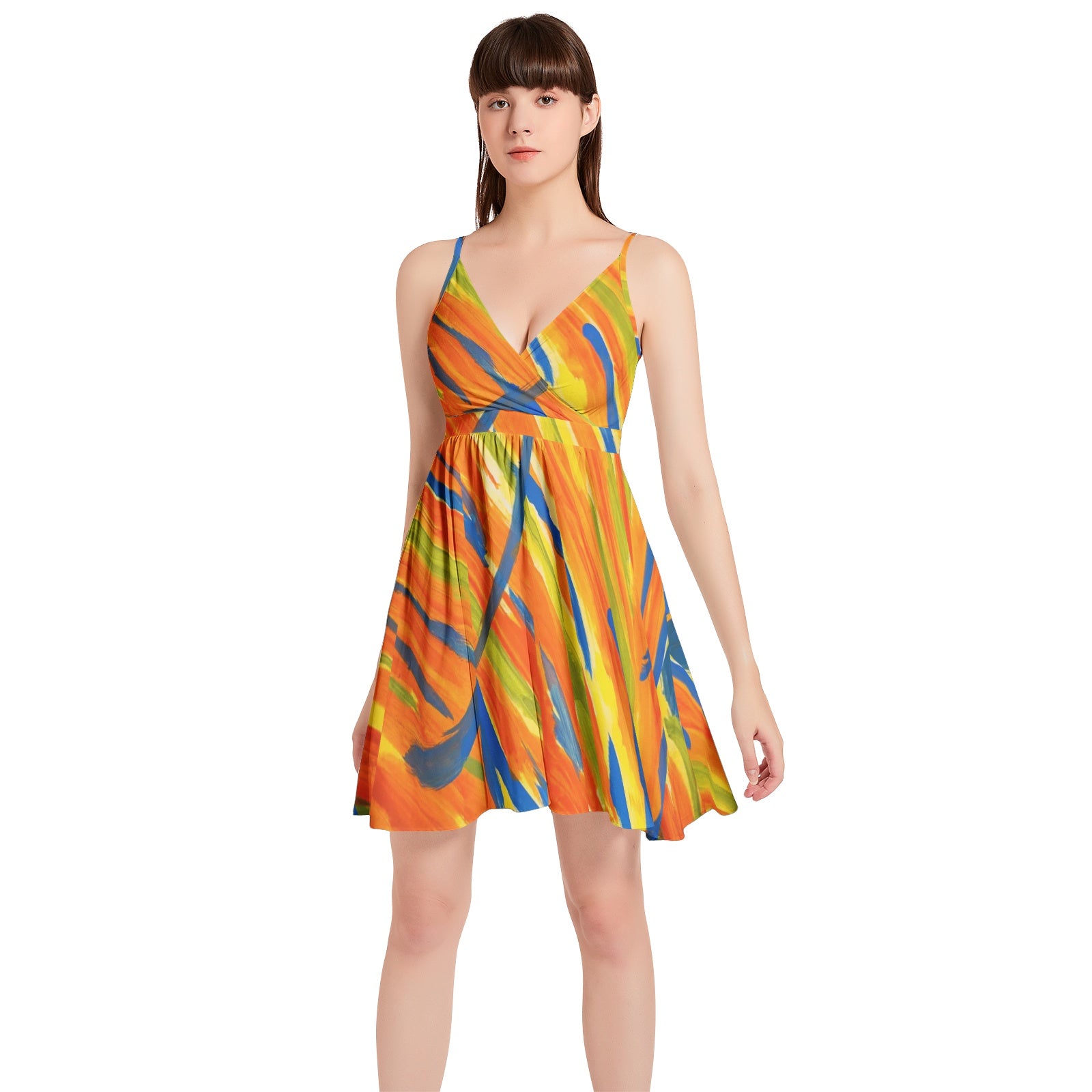 Spaghetti Strap Sleeveless Falred Hem Short Dress