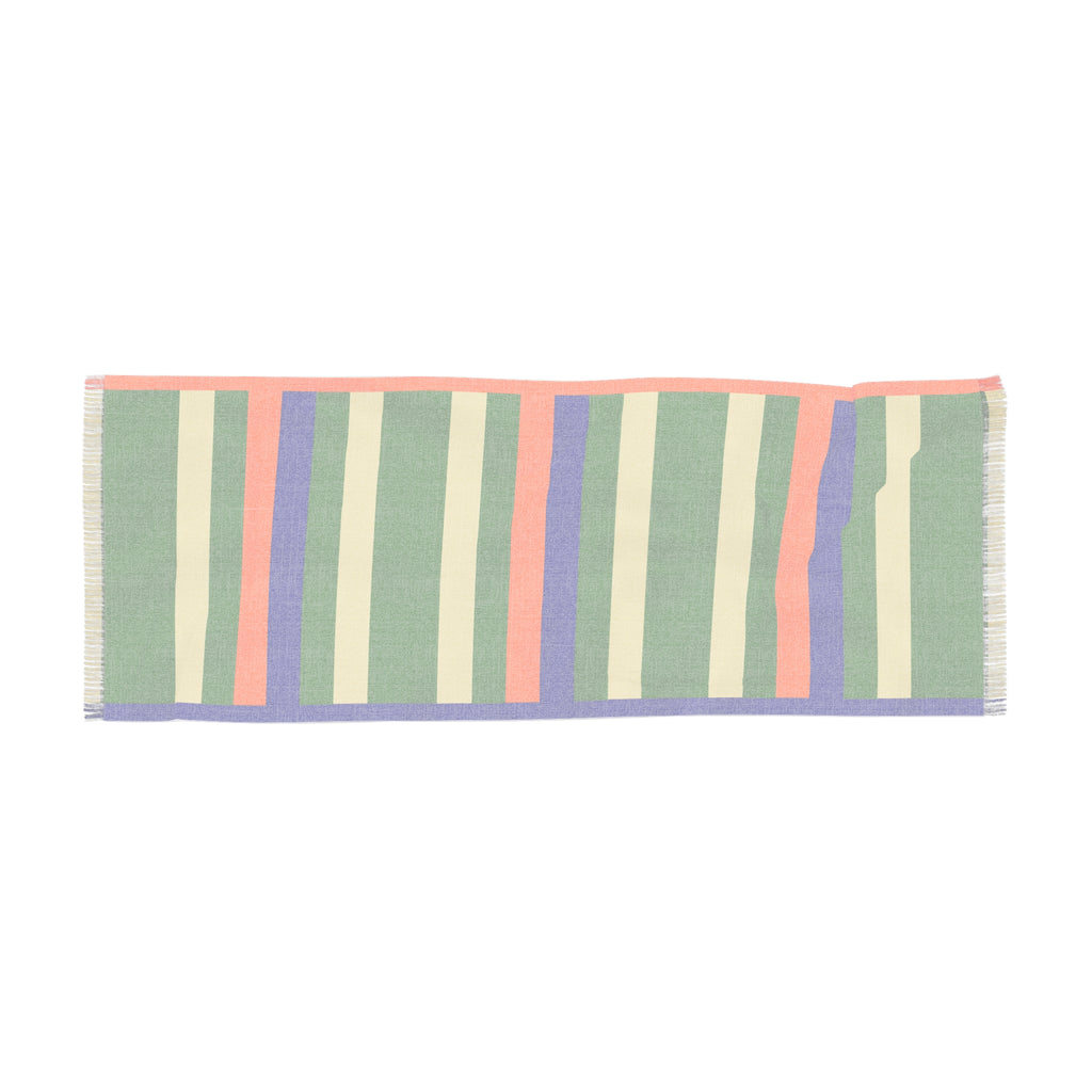 Light Striped Scarf – Lightweight Green & Pastel Stripe Fashion Wrap